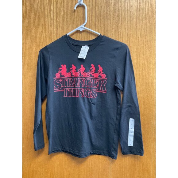Stranger Things Black Long-Sleeve Graphic Tee Youth Size M Cotton - Picture 2 of 3